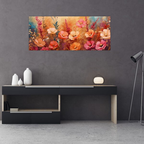 Tablou - Flori de pajiște, pictură (120x50 cm)