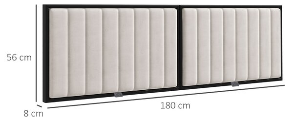 HOMCOM Tăblie de perete pentru pat dublu, tapițată, din catifea, pentru paturi de 180 cm, crem | Aosom Romania