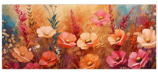 Tablou - Flori de pajiște, pictură (120x50 cm)