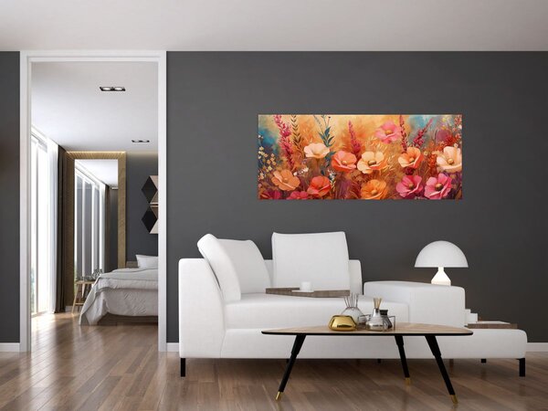 Tablou - Flori de pajiște, pictură (120x50 cm)