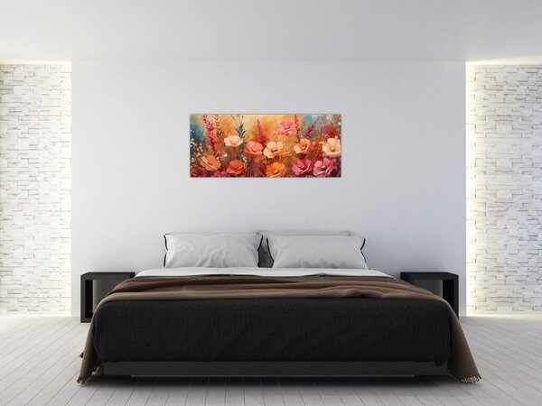 Tablou - Flori de pajiște, pictură (120x50 cm)
