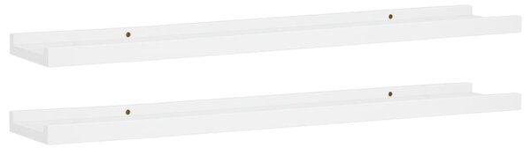 Rafturi rame foto cu bordură, 2 buc., alb, 80 x 9 x 3 cm, MDF