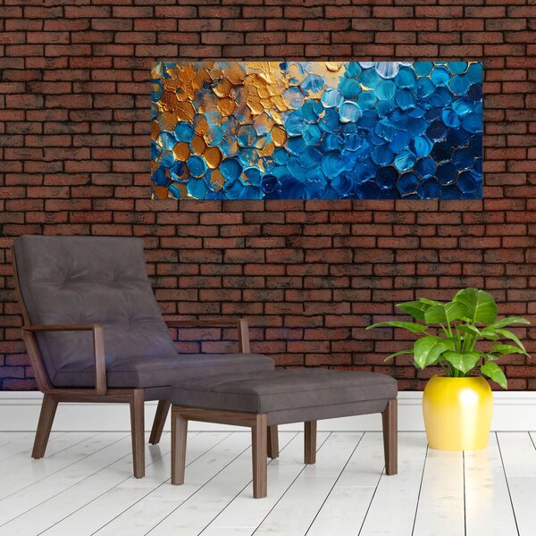 Tablou - Pictura albastru-auriu (120x50 cm)