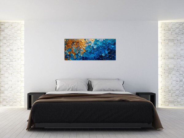 Tablou - Pictura albastru-auriu (120x50 cm)