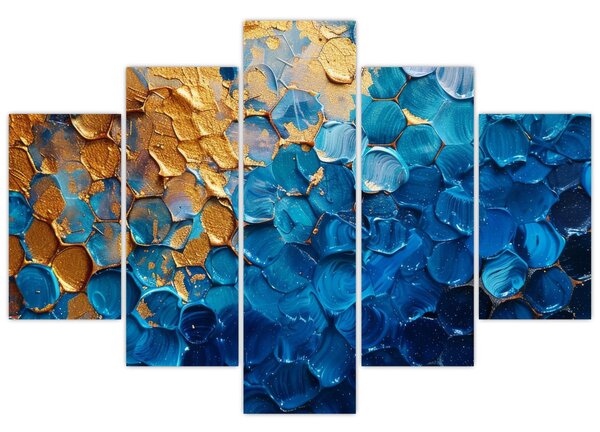 Tablou - Pictura albastru-auriu (150x105 cm)