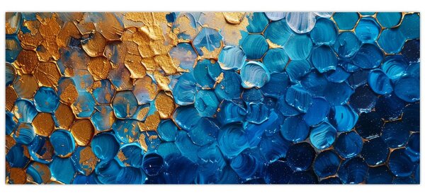 Tablou - Pictura albastru-auriu (120x50 cm)