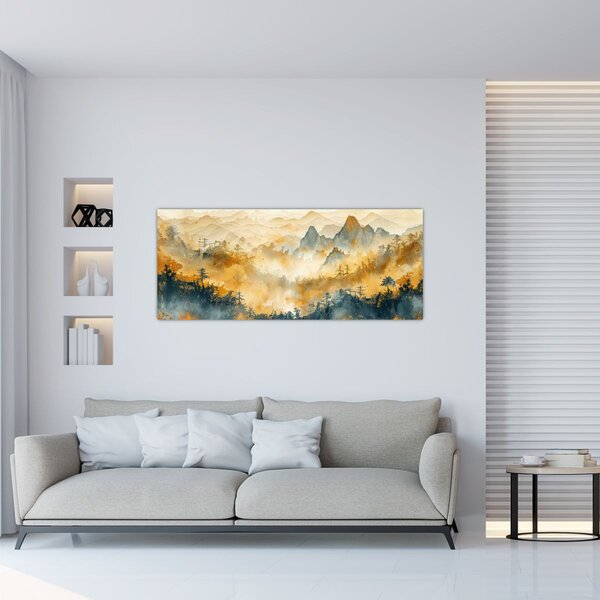 Tablou - Munți, acuarelă (120x50 cm)