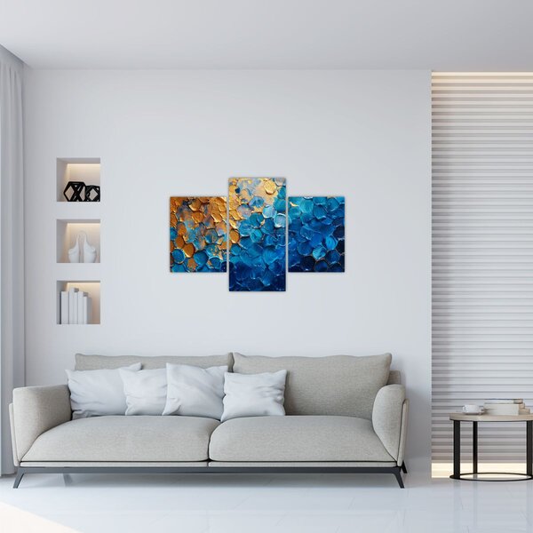 Tablou - Pictura albastru-auriu (90x60 cm)