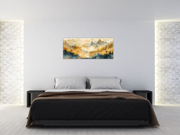 Tablou - Munți, acuarelă (120x50 cm)