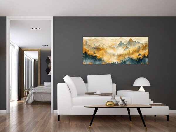 Tablou - Munți, acuarelă (120x50 cm)