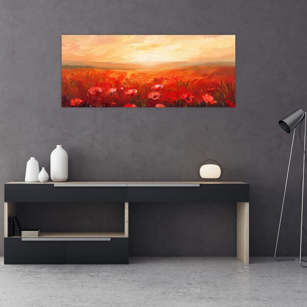 Tablou - Câmp de maci (120x50 cm)