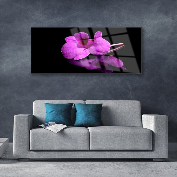 Tablou pe sticla Florale flori roz
