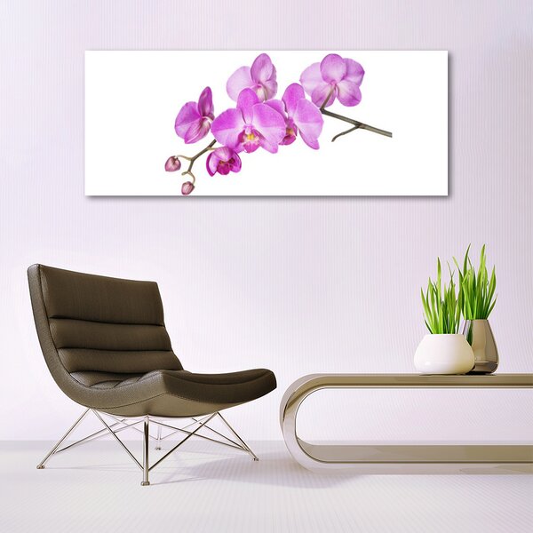 Tablou pe sticla Flori roz Floral