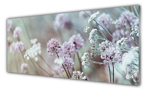 Panou sticla bucatarie Flori Floral Violet Alb