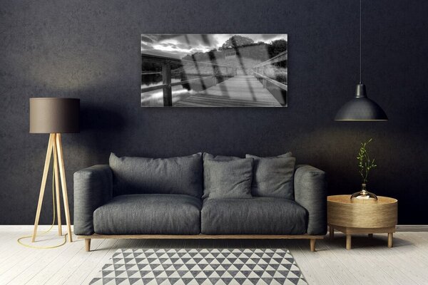 Tablou pe sticla Podul Lacul Arhitectura Gray