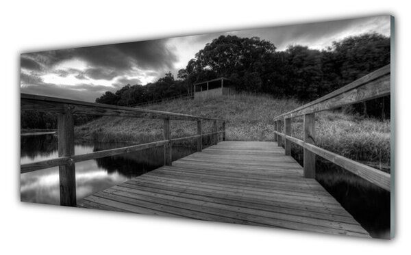 Tablou pe sticla Podul Lacul Arhitectura Gray
