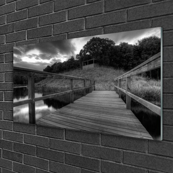 Tablou pe sticla Podul Lacul Arhitectura Gray