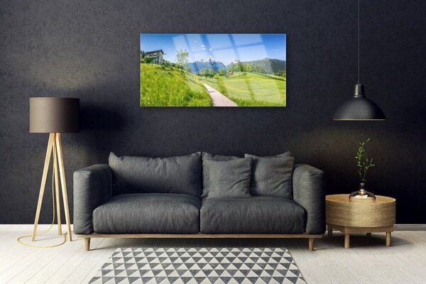Tablou pe sticla Meadow Potecă Natura Verde Maro