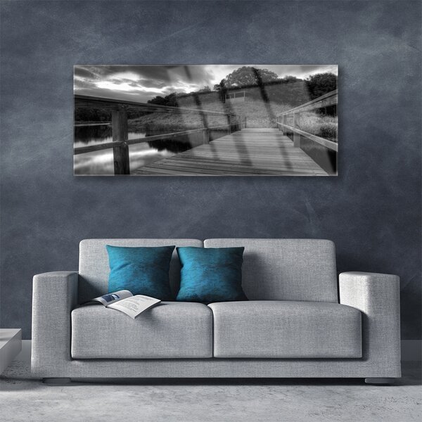 Tablou pe sticla Podul Lacul Arhitectura Gray