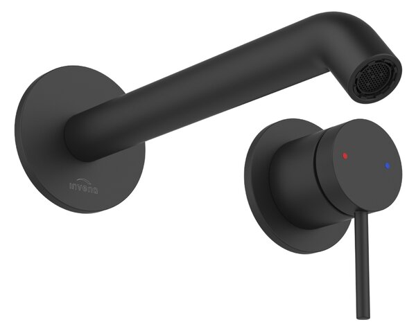 Invena Kalitea, baterie lavoar încastrată cu cutie de montare iBOX, negru mat, INV-BP-72-U04-V