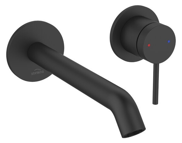 Invena Kalitea, baterie lavoar încastrată cu cutie de montare iBOX, negru mat, INV-BP-72-U04-V