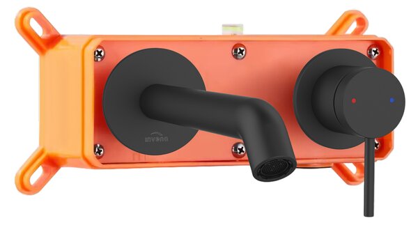 Invena Kalitea, baterie lavoar încastrată cu cutie de montare iBOX, negru mat, INV-BP-72-U04-V