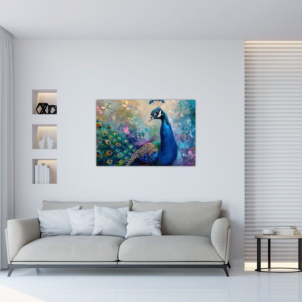 Tablou - Pictura de un păun (90x60 cm)