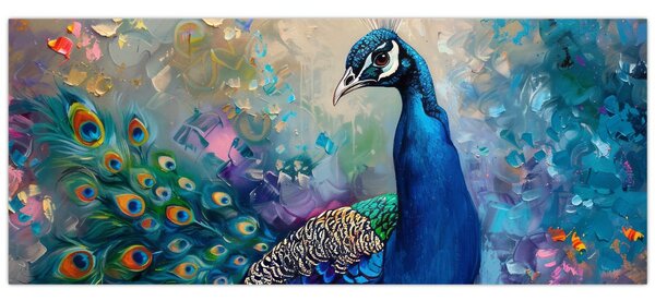 Tablou - Pictura de un păun (120x50 cm)