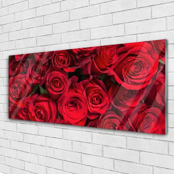 Tablou pe sticla Trandafiri Floral Red