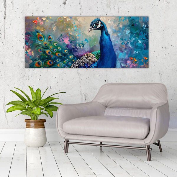 Tablou - Pictura de un păun (120x50 cm)