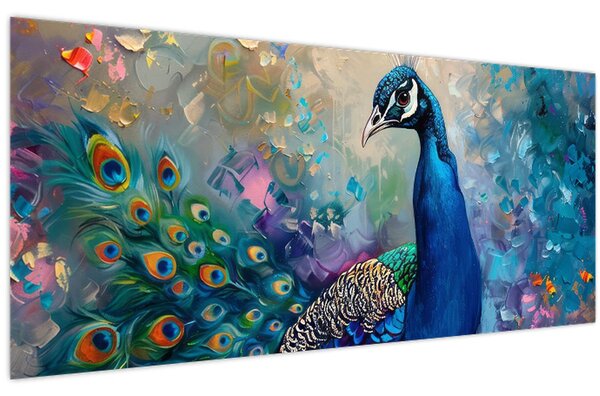 Tablou - Pictura de un păun (120x50 cm)