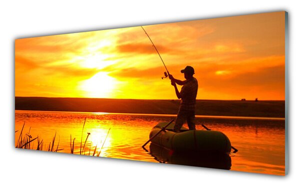 Panou sticla bucatarie Sea Sun Fisherman Peisaj galben