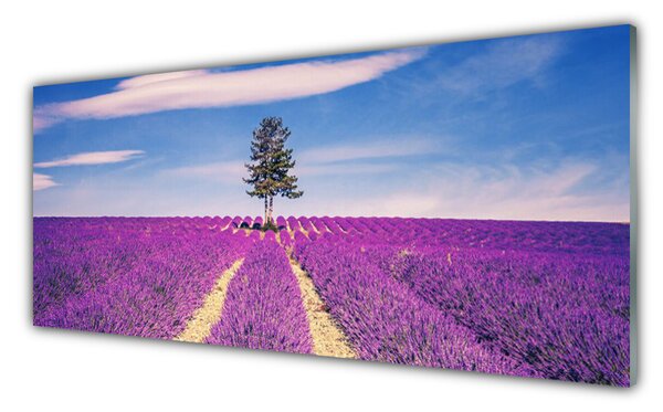 Tablou pe sticla Meadow peisaj copac maro roz