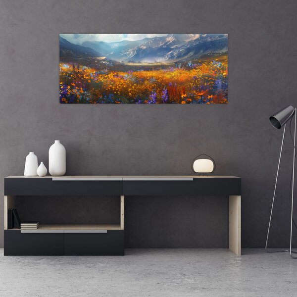 Tablou - Peisaj montan pictat II. (120x50 cm)