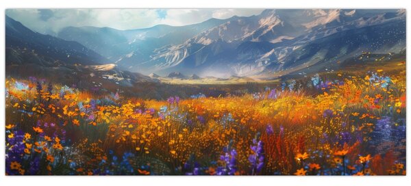 Tablou - Peisaj montan pictat II. (120x50 cm)