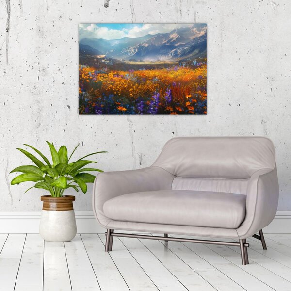 Tablou - Peisaj montan pictat II. (70x50 cm)