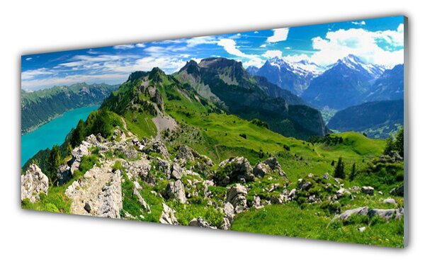 Tablou pe sticla Munții Natura Gri Verde