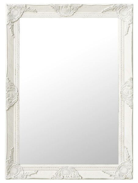 Oglindă de perete în stil baroc, alb, 60 x 80 cm