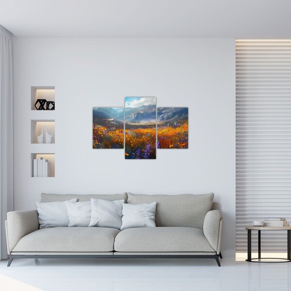 Tablou - Peisaj montan pictat II. (90x60 cm)