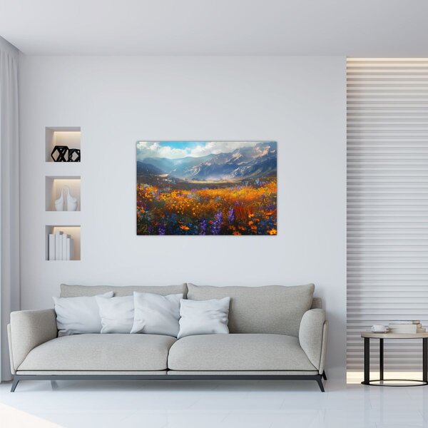Tablou - Peisaj montan pictat II. (90x60 cm)