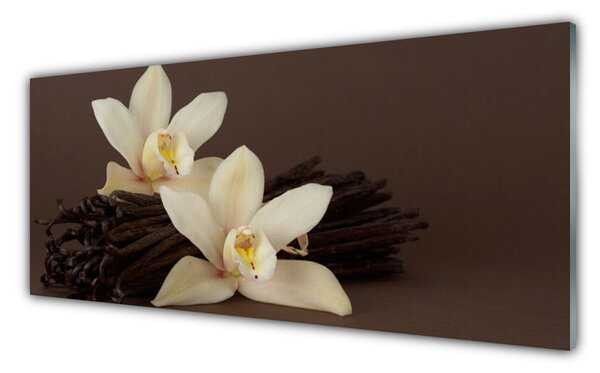 Tablou pe sticla Vanilie Floral Brown Galben