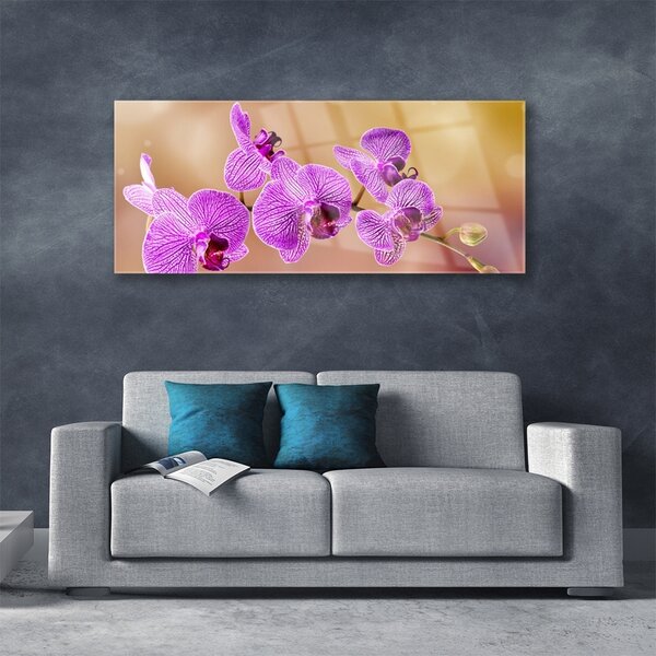 Tablou pe sticla Flori roz Floral