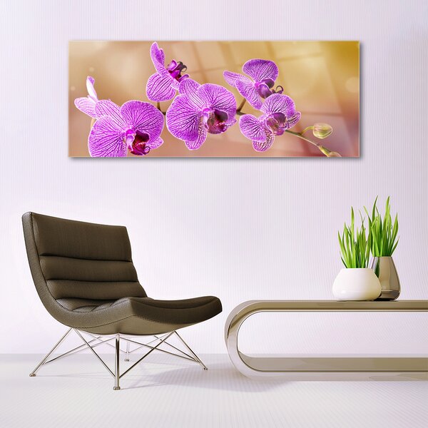 Tablou pe sticla Flori roz Floral