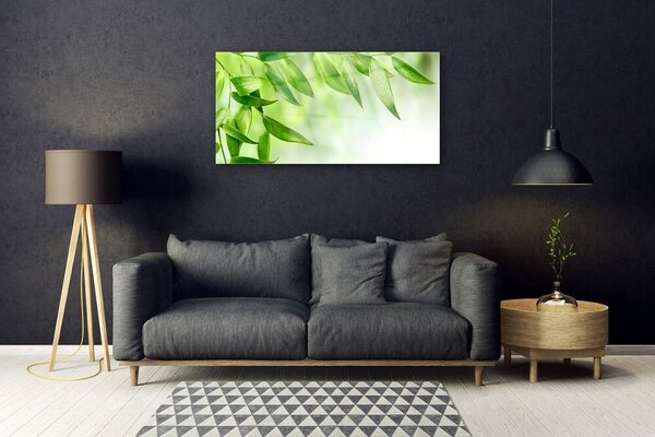 Tablou pe sticla Frunze verde florale