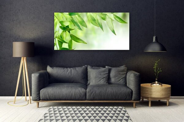 Tablou pe sticla Frunze verde florale