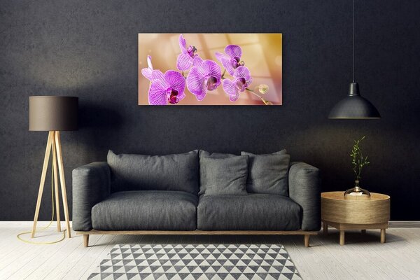 Tablou pe sticla Flori roz Floral