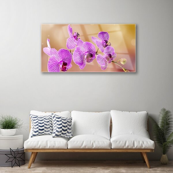 Tablou pe sticla Flori roz Floral