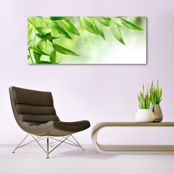 Tablou pe sticla Frunze verde florale