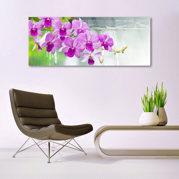Tablou pe sticla Flori roz Floral
