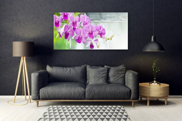 Tablou pe sticla Flori roz Floral